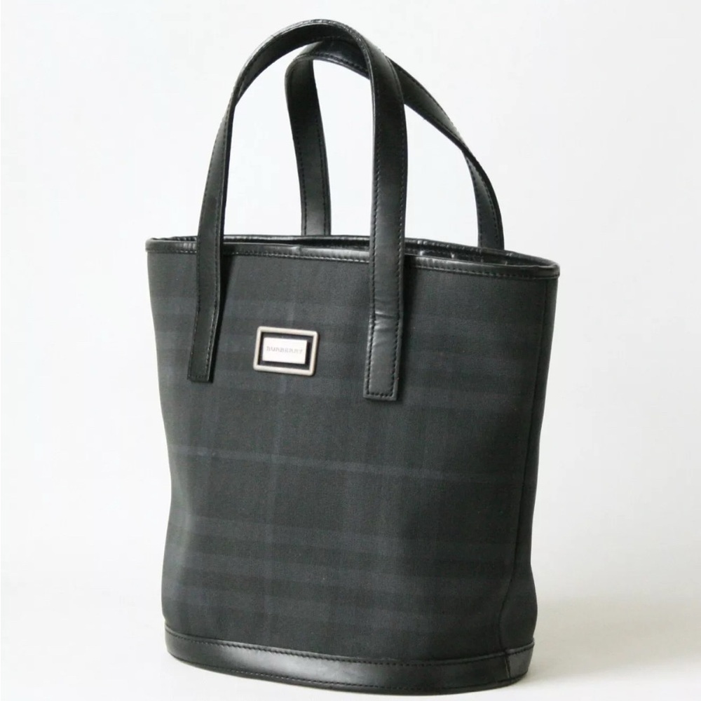Burberry London Italy Black Check Canvas Mini Bucket bag - Picture 3 of 12